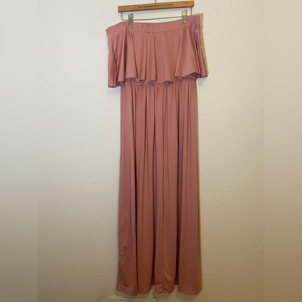 Pink Off the Shoulder Maxi Dress